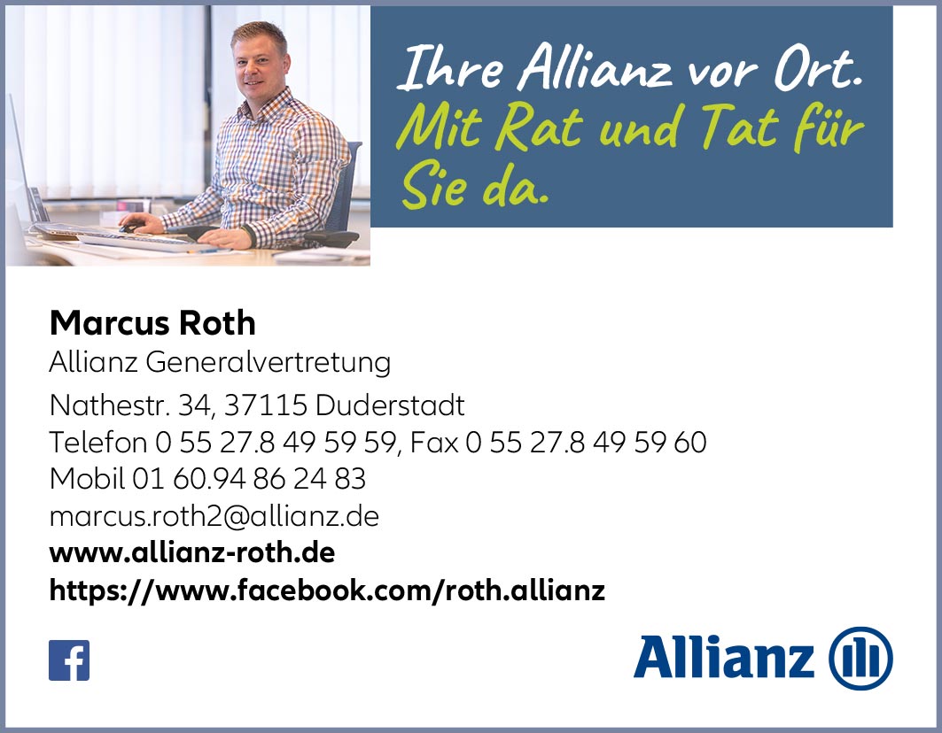 Allianz Marucs Roth Baufinanzierungen eichsfeld Duderstadt Versicherungen Finanzdienstleistungen